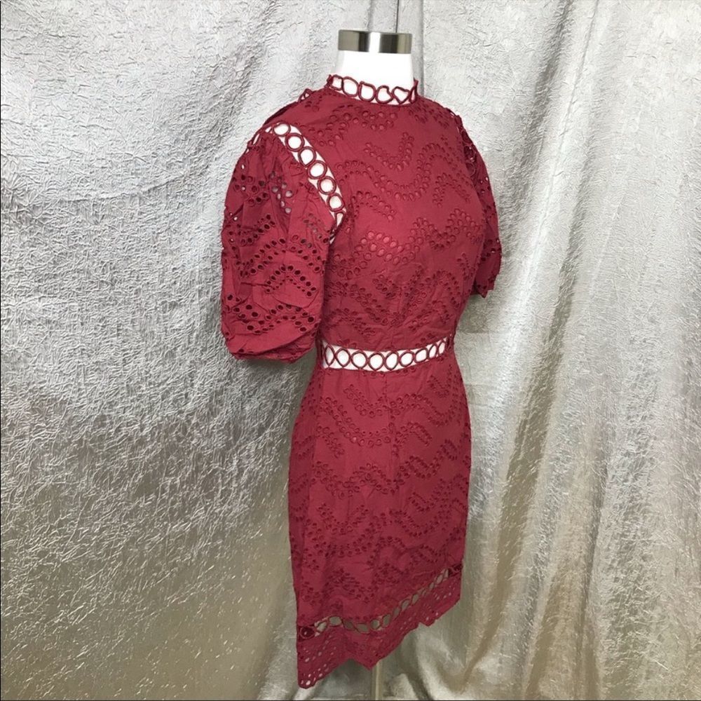 Avantlook Red Puff Sleeve Lace Dress - NWT! - Picture 5 of 9